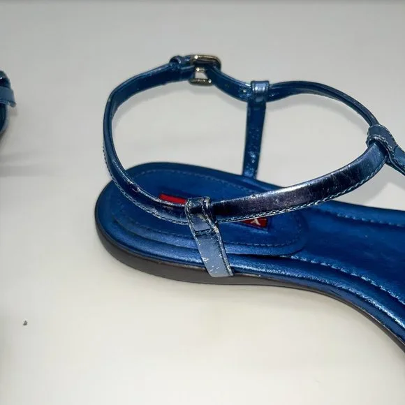 Prada Blue Metallic Sandals Size 7.5 - Picture 10 of 10